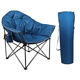 LET'S CAMP Übergroßer Campingstuhl Moonchair Faltbar Untertasse Klappstuhl Angelstuhl Campingsessel aus Oxford Gewebe bis 150kg mit Kühltasche für Outdoor Indoor
