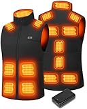 vapesoon 7,4V Beheizbare Weste für Herren und damen mit 20000mAh Akku, bis zu 12 Stunden schnelles Aufheizen, Heizgilet mit 15 Heizbereichen – Ideal für Radfahren, Camping und Arbeiten im Winter