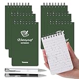 Yoosso 6 Stück Wasserdichte Notizblock, Pocket Notizbuch Spirale Notizblock mit 2 Kugelschreiber Taschennotizblock für Familie Schule Büro (Grün)
