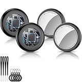 Smart Air Tracker Tag, Schlüsselfinde Kompatibel mit Apple Wo ist? APP (iOS NUR, Android Not Supported), Bluetooth Tracker für Gepäck/Taschen/Koffer, Austauschbarer Schwarz (4 Pack)