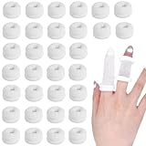 EUDUQ Fingerverband,32 Stück Fingerbandage,Fingerschutz Fingerlinge Verband,Hoch atmungsaktiv Finger Bob,Dehnbar Fingerpflaster,Fingerkuppenverband für Fingerschutz bei verletzung (Weiß)