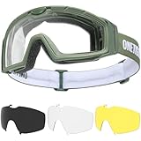 OneTigris Airsoft Brille, Taktische Schutzbrille mit 3 Wechselobjektive, Jagdbrille mit CE EN166 und ANSI Z87.1, Airsoft Gläser für Paintball, Jagd, CS, Radfahren, Outdoor, OD Grün