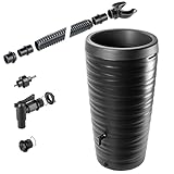 KADAX Regentonne mit Wasserhahn & Pflanzschale 240 L, Moderner Regenfass aus Kunststoff, Frostsicher Regenwassertank zum Sammeln von Regenwasser