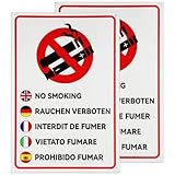 Rauchen Verboten Schild,2 Stück Rauchen Verboten Aufkleber Alternative 30 x 20 cm,PVC Kunststoff Warnschild Rauchverbot Schild mit Selbstklebend UV-Resistent Für Außen und Innen