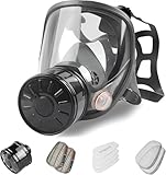 Gasmaske Vollmaske,Atemschutzmaske Staub Survival Nuklear und Chemie mit 40-mm-Aktivkohlefilter,Staubmasken Atemschutz Feinstaub für Gase Dämpfe, Chemikalien,Sprühen, Schleifen,Malerei,Polieren