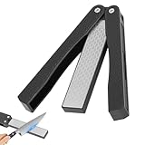 Messerschärfer mit 400er/600er Körnung, doppelseitiger Schleifstein, faltbarer Taschen-Diamant-Schleifstein, Scheren- und Gartenwerkzeugschärfer für Outdoor-Camping, Küchengarten (schwarz)