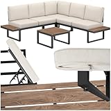 tectake® Gartenlounge Set 4-teilig, wetterfest, Gartenmöbel mit Aluminium-Gestell und Polywood-Tisch, verstellbare Rückenlehne, Gartenmöbel Set mit Kissen, Gartenlounge für Garten, Balkon, Terrasse