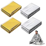 4 Stück Rettungsdecke 210cm X 130cm,Rettungsdecke Gold SilberRettungsfolie - Notfall - Erste-Hilfe-Decke - Notfalldecke - Rettungsdecken - Emergency Blanket- Goldfolie - Silberfolie