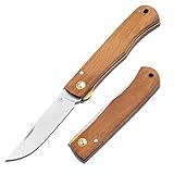 BÖKER PLUS® Rusticus – 42a konformes Taschenmesser mit Holzgriff – legales Zweihandmesser mit Linerlock – klassisches EDC Klappmesser mit 420 Clippoint-Klinge & Nagelhau