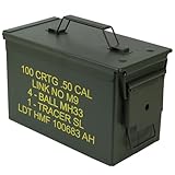 HMF 70011 Munitionskoffer, US Ammo Box, Metallkiste, 30 x 19 x 15,5 cm, grün