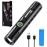 MOWETOO LED Taschenlampe Aufladbar, 3500 Lumens Extrem Hell Taschenlampen, Zoombare Klein Flashlight Torch mit Batterie 3 Lichtmodi für Camping, Outdoor, Wandern, Vatertagsgeschenk