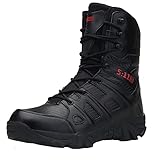 Herren Stiefel Militärstiefel Taktisch Kampfstiefel mit Zipper Verschleißfest rutschfeste Outdoor Wanderschuhe Gelände Stiefel