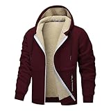 Generisch Winterjacke Herren Winterjacke Herren Gefütterte Jacke Mit Männer Mantel Mit Reißverschluss Herren Outdoorjacke Wärmende Jacke Mantel Wintermantel (Red, M)