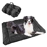 wasserdichte Hundematte 90 x 60cm, Hundedecke für Unterwegs, Waschbare Reisedecke für Hunde und Katzen, Tragbare Hundekissen Outdoor Hundebett Auto für Drinnen & Draußen Reise Camping (Grau)