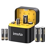 imuto 1.5V Wiederaufladbare Lithium Akku-Set (4X AA + 4X AAA) mit Smart Ladecase – 3000mWh/1300mWh Hochleistungsbatterien, 1600 Ladezyklen