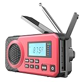 Acta Berg Kurbelradio | Notfallradio mit Kurbel & 5000 mAh Akku | Solar Radio mit Weltempfänger | Handkurbel Blackout Notfallausrüstung | Als Taschenlampe & Ladegerät, AM/FM/SW, mit USB, Rot