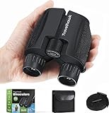 TravelHawk Fernglas 10x25 HD - Kompakte Feldstecher Erwachsene Kinder BAK4 Prisma Wasserdicht Ferngläser Klein Vogelbeobachtung Jagd Reise Safari mit Tragegurt und Tragetasche - Schwarz