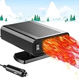 Autoheizung,2 in 1 Auto Heizlüfter 12V 200W Auto Heizung Entfroster 360° Drehbar Entfroster Autoheizung Schnelle Heizung Defroster für Auto Windschutzscheibe Schnelle Heizung（Schwarz）