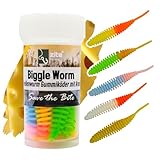 Zite Fishing Biggle Worm Gummiköder | 8 Stück Lamellen-Gummiwurm für Ultra Light Forellen Angeln | Made in Germany | 100% Phthalatfrei (Schock, Käse)