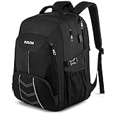 Extra Großer Rucksack Herren 55L Wasserdicht 18.4 Zoll Laptoptasche Arbeit Laptop mit USB Ladeanschluss Anti Diebstahl Business Reisen Schulrucksack für Männer Frauen Jungen Teenager Schwarz