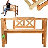 KADAX Gartenbank aus Holz, 119x44x76cm Sitzbank aus Massivholz, Holzbank für Garten, Terrasse und Balkon, Wetterfeste Balkonbank mit Rückenlehne (119cm/Braun/X)