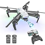 Wipkviey T6 Drohne mit kamera 1080p, RC Quadcopter für Anfänger, WiFi FPV drone mit 2 Batterien, Schwerkraft Sensor, Flip mode, Abflug/Landung mit einer Taste, One Taste Ruckkehr, Headless Mode