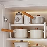 BAIEUEJO Regaleinsatz,Küchenschrank Organizer mit Anti-Rutsch Matte,Küche Schrankeinsatz,für Küche/Bad/Tischplatte/Sideboard (WHT)