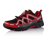 Fusskleidung® Damen Herren Wanderschuhe atmungsaktive Trekkingschuhe Rot Schwarz EU 41