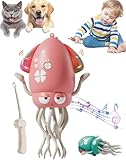 Umikk Electric Dancing Octopus Toy, Magische Tanzende Krake Spielzeug Krake, Tanzenden Oktopus Baby Spielzeug mit LED-Lichtern und Musik, Automatisch Hindernisvermeidung,Geschenk (Rosa (Angelrute))