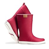 Ultrapower REGNRASK - Damen einfarbige Gummistiefel mit Kontrastsohle l Gartenstiefel | Matschstiefel | Festivalstiefel l Rot/Weiß, Gr.:43