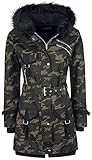 Gothicana by EMP Damen camouflage Wintermantel mit Fell-Kapuze XXL