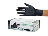 Nitrilhandschuhe 100 Stück Box (XL, Schwarz) Einweghandschuhe, Einmalhandschuhe, Untersuchungshandschuhe, Nitril Handschuhe, puderfrei, ohne Latex, unsteril, latexfrei, disposible gloves, black