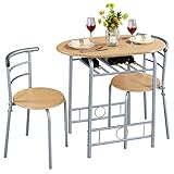 Yaheetech 3-teilig Balkonmöbel, Gartenmöbel, Balkonset aus Holz, Gartenset mit 1 Tisch und 2 Stühlen, Balkontisch, 80 x 53 x 73,5 cm Natürliche Holzfarbe