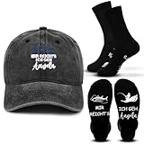 Jadive 2 Stück Lustiges Angelgeschenke für Männer Baseball Cap Socken Geschenk für Geburtstags Weihnachten Opa Papa Ehemann