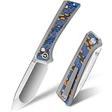 LOTHAR ChallengerK1 Klappmesser, 21 cm Scharfe 14C28N Stahl Taschenmesser, Damast G10 Griff Einhandmesser, Button Lock EDC Messer mit Gürtelclip