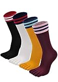 Zehensocken Damen Fünf Finger Socken aus Baumwolle, Damen Sneaker Socken mit Zehen für Sport Laufende Freizeit, atmungsaktive und bunte Socken, 4/5 Paare, Klassische Muster - 4 Paare, EU 36-41