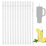 12 Stück Glänzende Wiederverwendbare Plastikstrohhalme,31.5cm Ungiftig Klar Tumbler Strohhalme,Transparente Ersatz Trinkhalme,Transparent Strohhalme mit Reinigungsbürste,für Reisebecher Cup 40 oz