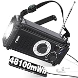48100mWh/13000mAh Kurbelradio| AM FM Notradio, Tragbare Notfall Baustellenradio,Batteriebetriebenes Radio, Aufladbar Camping Licht/Leselampe,USB-Anschluss| DynamoPowerbank,Kompass,IPX4 Wasserdicht,SOS