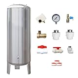guoyjmm Druckbehälter Druckkessel Druck Wasser-Speicherbehälter 60L-300L, Edelstahl Hohe Vordruckbehälter Tragbar, Druckspeicher, mit Komplettem Installationssatz,160L/42.3Gal-50x95cm