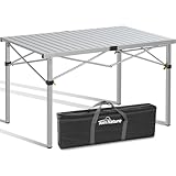 Join Nature Campingtisch Klappbar Bis 100KG mit Tragetasche Alu Klapptisch für 6 Personen - Roll Up Camping Tisch 118 x 70CM Übergröße Rolltisch für Camping, Outdoor, Garten, Balkon, Picknick (Silber)