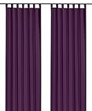 heimtexland ® Dekoschal mit Schlaufen und Kräuselband Uni lila HxB 175x140 Blickdicht Aber Lichtdurchlässig - Vorhang natürlich matt einfarbig - Schlaufenschal Bandschal ÖKOTEX Gardine Typ117