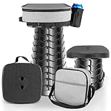 HOVIBU Tragbarer Klapphocker mit Kissen und Getränkehalter, Teleskophocker Tragfähigkeit 485lb, Leichte Campinghocker, Faltbarer Hocker Stabil Höhenverstellbar für Outdoor-und Drinnen-Aktivitäten