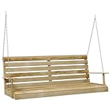 vidaXL Kiefernholz Imprägniert Hollywoodschaukel Gartenschaukel Schaukelbank Hängeschaukel Bank Gartenbank Schaukel Gartenmöbel 155x65x60cm