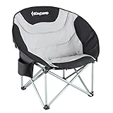 KingCamp MoonChair XL Camping Klapp Stuhl Garten Falt Sessel Kühltasche 150 kg Black/Light Grey