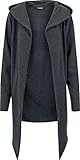 Urban Classics Herren Long Hooded Open Edge Cardigan Strickjacke, charcoal, L