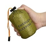 Bivy Notfall Schlafsack Thermo Bivvy mit Wasserdichter Ultraleichter Survival Biwaksack für Outdoor Camping Wandern, Hitzeabweisend/Kälteschutz inkl. Signalpfeife & Paracord