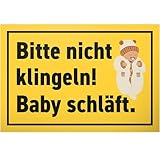 DankeDir! Bitte nicht Klingeln Baby schläft - 30 x 20 cm Schild - Kollegen Freunde Geschenk Junge Eltern Geschenkidee Deko - Hinweisschild Hinweis Neugeborenes Spruchschild Türschild