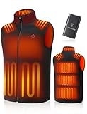 TODWARM Beheizbare Weste Herren mit Powerbank, 15 Heizzonen Heizweste Herren Fleece Leicht Wärmeweste für Camping Jagen Motorrad Angeln Outdoor Aktivitäten Beheizte Weste Schwarze L