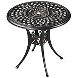 Yaheetech Gartentisch Balkontisch mit Schirmloch Bistrotisch Φ 78cm Rund Outdoor-Tisch aus Metall für Garten/Balkon/Terrasse/Veranda