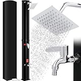 LIFERUN Solardusche, Solar Gartendusche 40 Liter inkl. 360° Duschkopf, Wasserhahn, Gartenschlauch-Anschluss & Schutzhaube, Pooldusche Camping, warmes Wasser, bis 60°C, ohne Stromanschluss, Schwarz